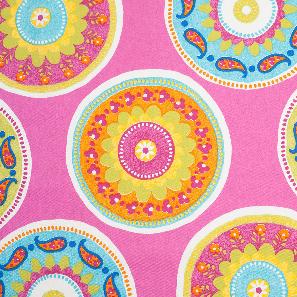 Spanish Fuchsia Medallion Cotton-Polyester Print