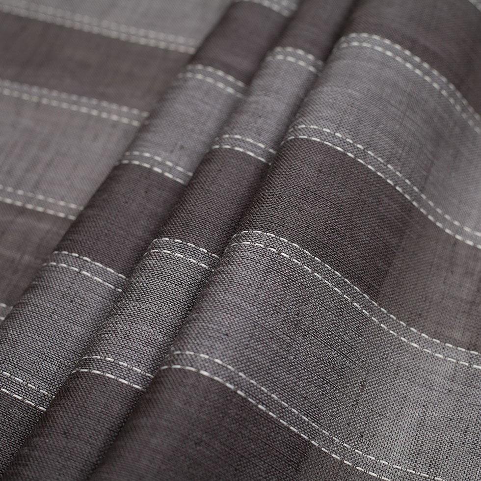 Spanish Gris Sheer Striped Polyester Woven Folded