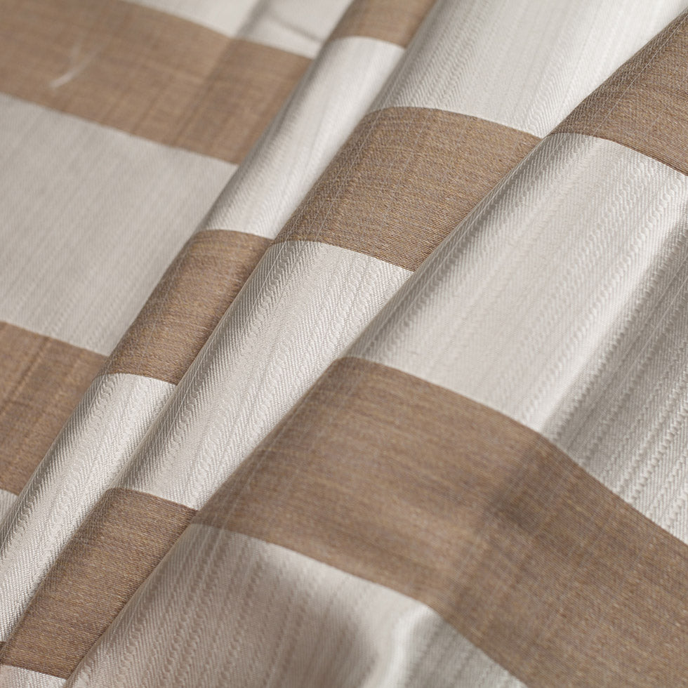 Turkish Striped Pearl/Beige Polyester Woven - Folded