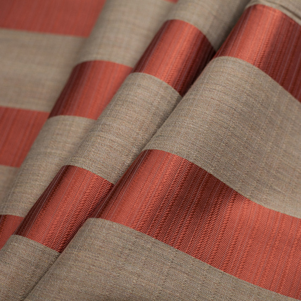 Turkish Striped Rust Polyester Woven - Folded