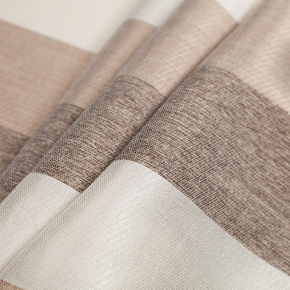 Beige/Brown Striped Polyester Woven Folded