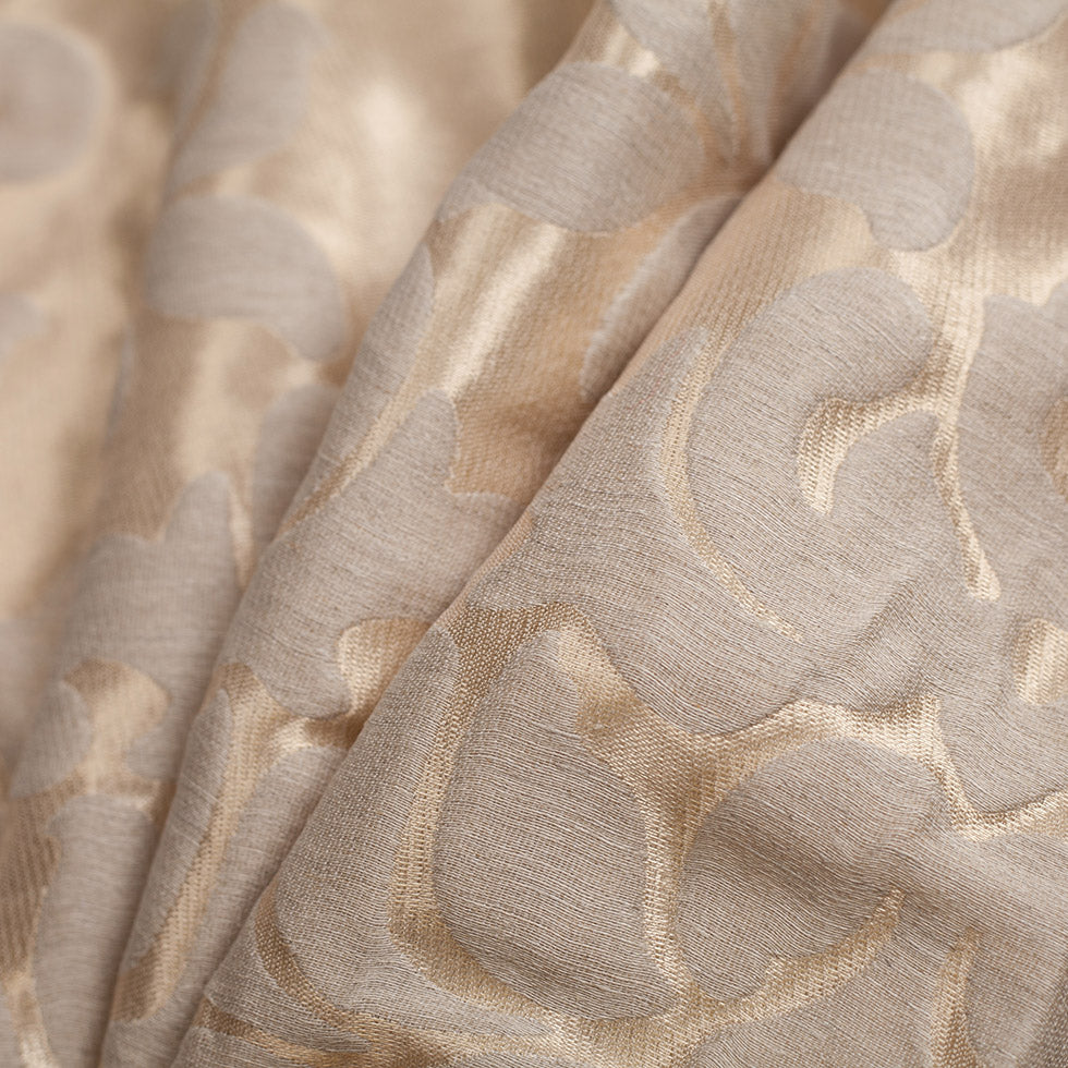 Turkish Metallic Gold/Beige Damask Polyester Brocade - Folded