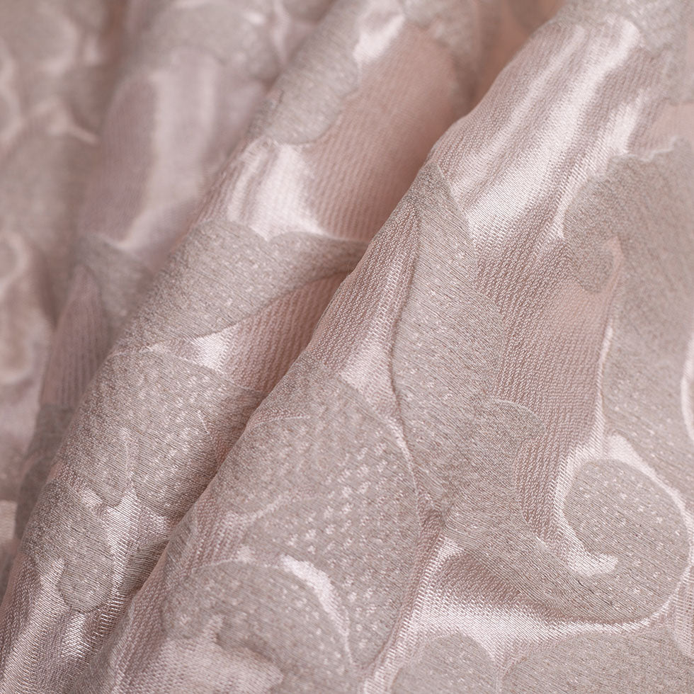 Metallic Pink Damask Polyester Brocade Folded