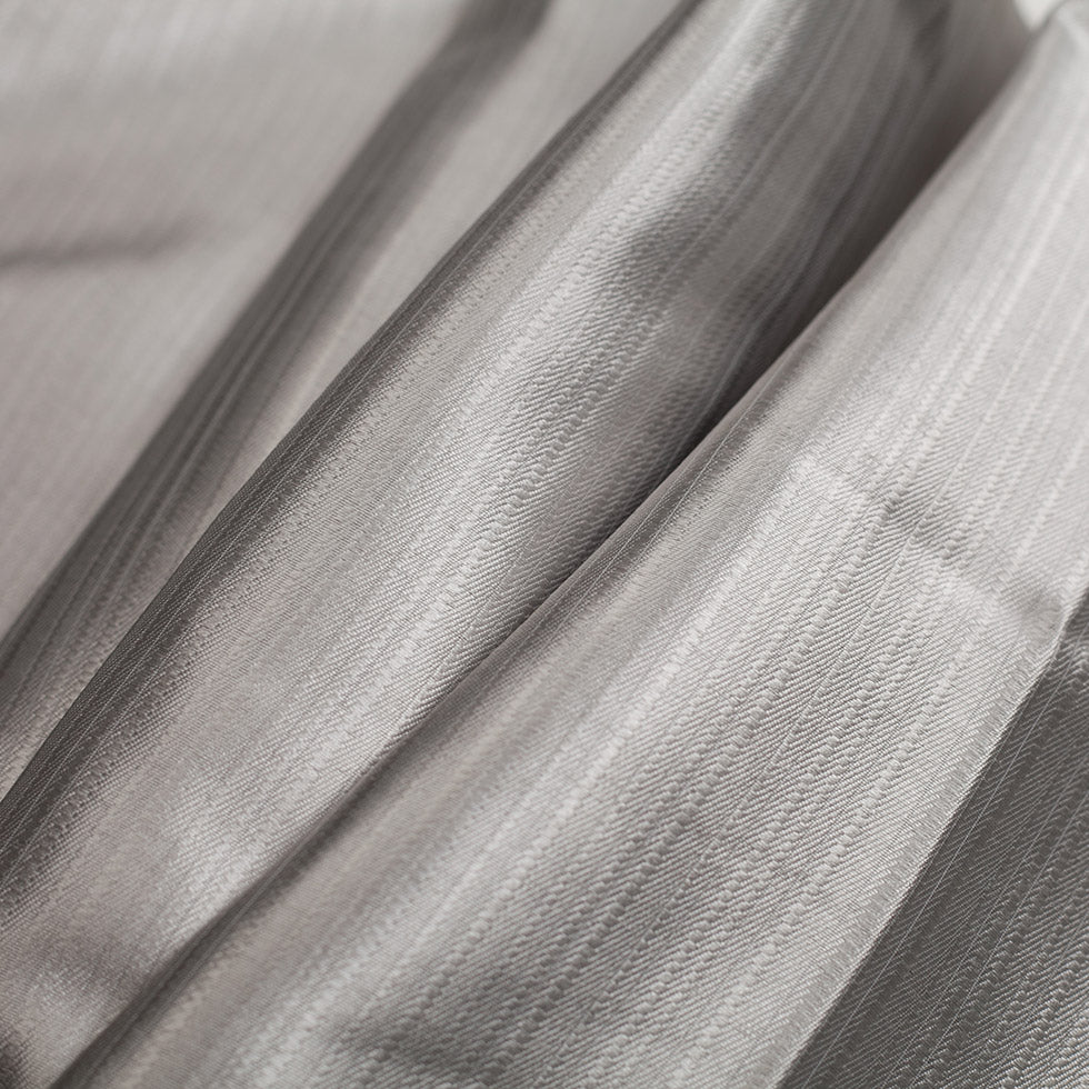 Turkish Striped Silver Polyester Satin - Folded