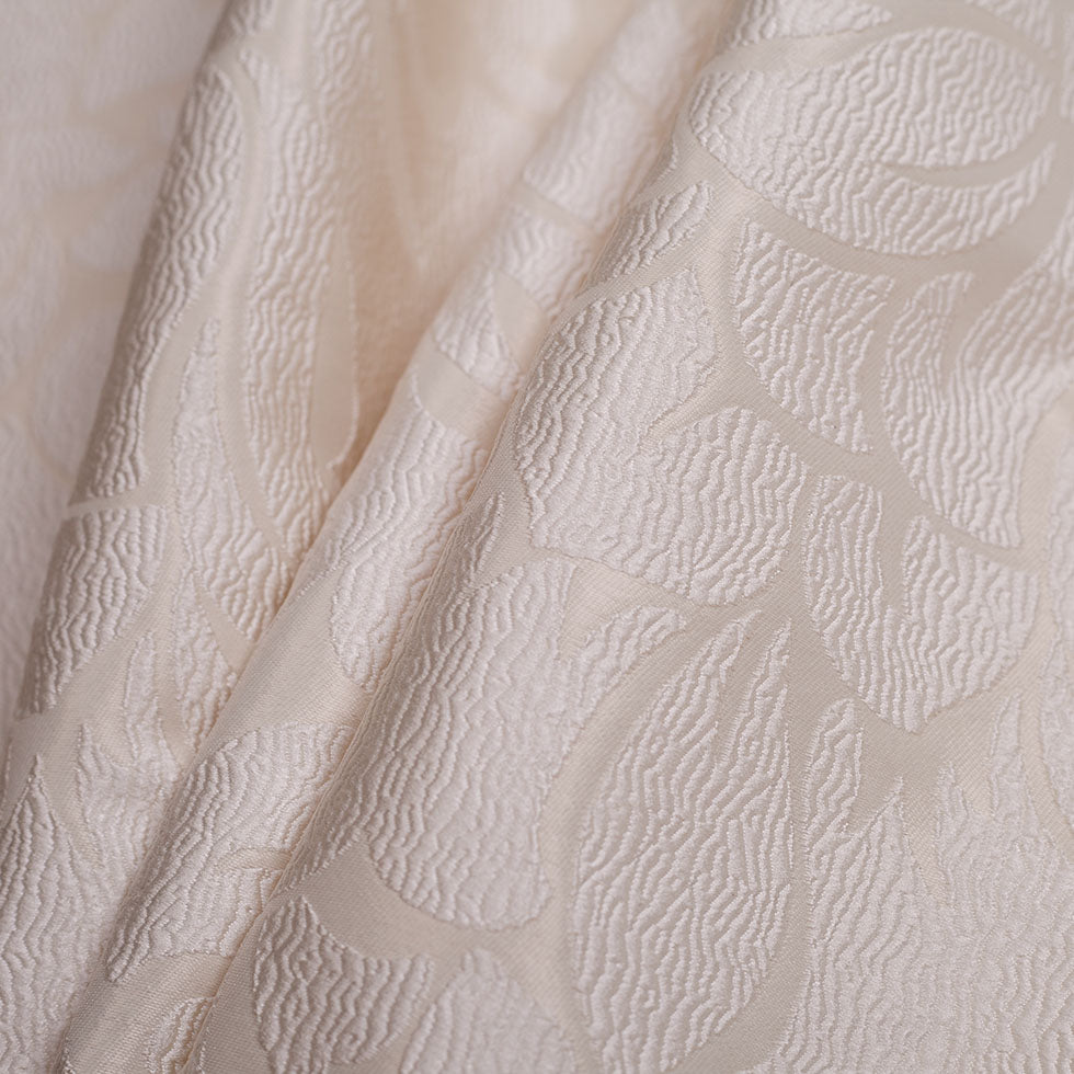 Ivory Floral Polyester Jacquard Folded