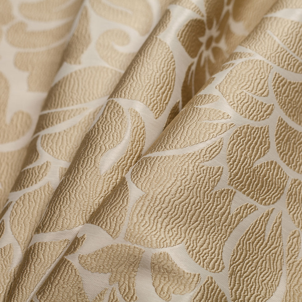 Turkish Victorian Gold Floral Polyester Jacquard - Folded