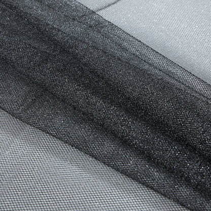 Metallic Tulle - Silver on Black Folded