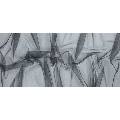 Metallic Tulle - Silver on Black Full