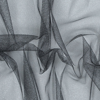 Metallic Tulle - Silver on Black
