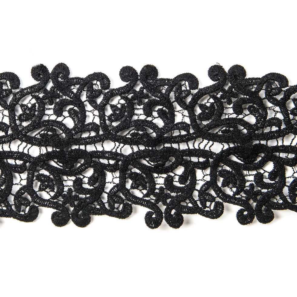 4 Metallic Black Lace Trim