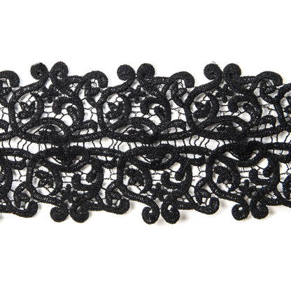 4 Metallic Black Lace Trim