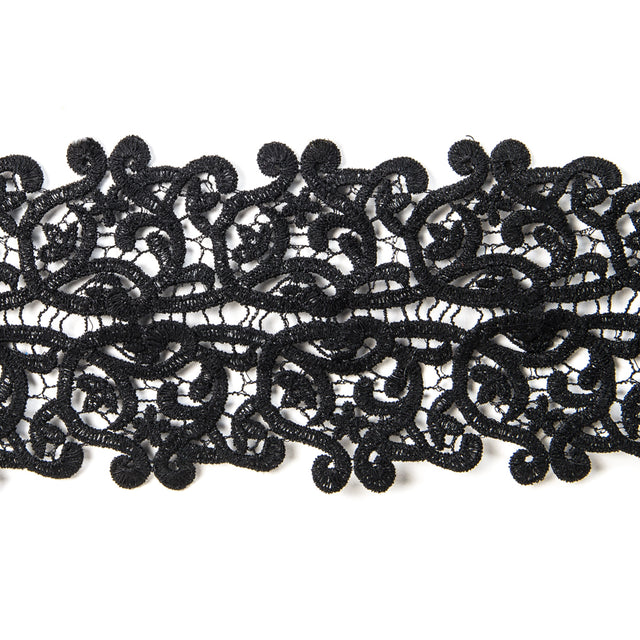 4 Metallic Black Lace Trim