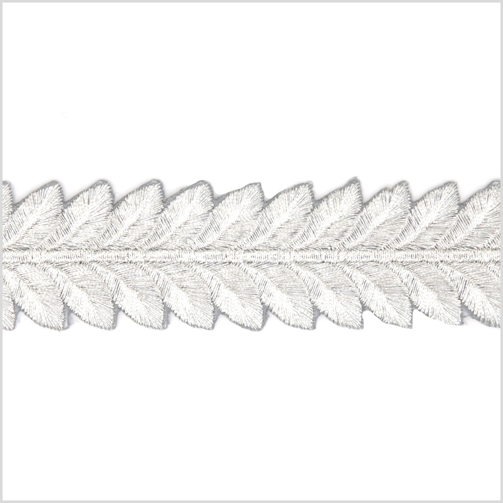 1.5 Metallic Silver Leafy Trim