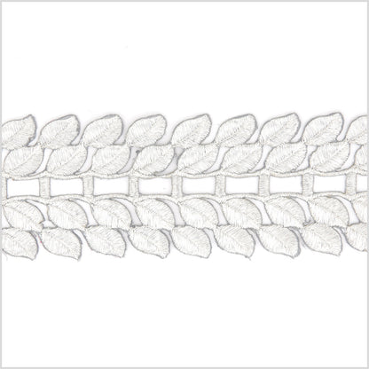 2.75" Metallic Silver Leafy Trim