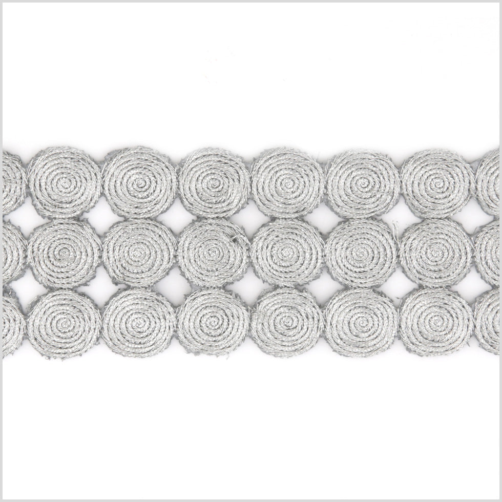 2" Metallic Silver Swirl Trim