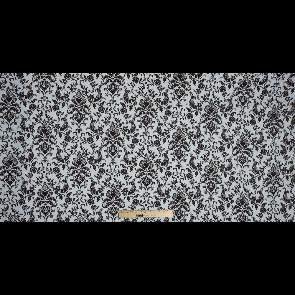 Brown and Lily White Damask Printed Linen Woven Full