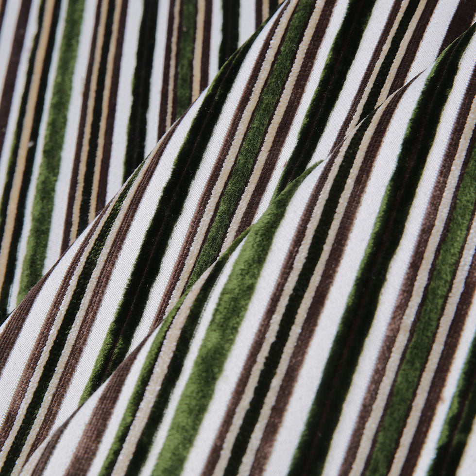 Green Laser-Cut Striped Polyester Velvet - Folded
