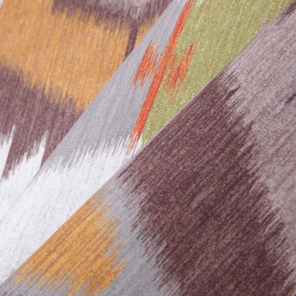 Turkish Orange Ikat Geometric Upholstery Velvet - Folded