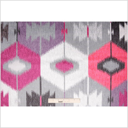 Fuchsia Large-Scale Ikat Geometric Upholstery Velvet Full