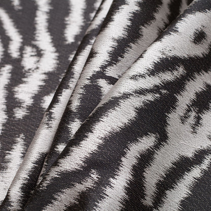 Black Animal Printed Polyester Woven Folded