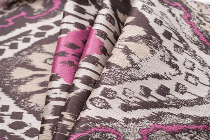 Turkish Pink/Brown Ikat Polyester Woven - Folded