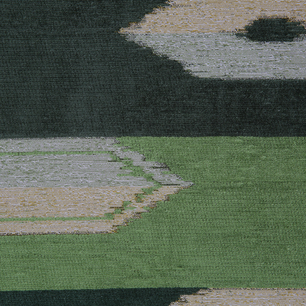 Moss Green Geometric Cut Polyester Blended Velvet - Detail