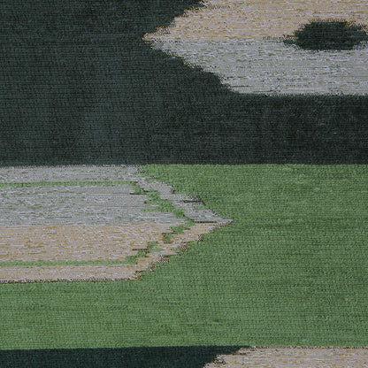 Moss Green Geometric Cut Polyester Blended Velvet - Detail