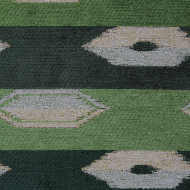 Moss Green Geometric Cut Polyester Blended Velvet