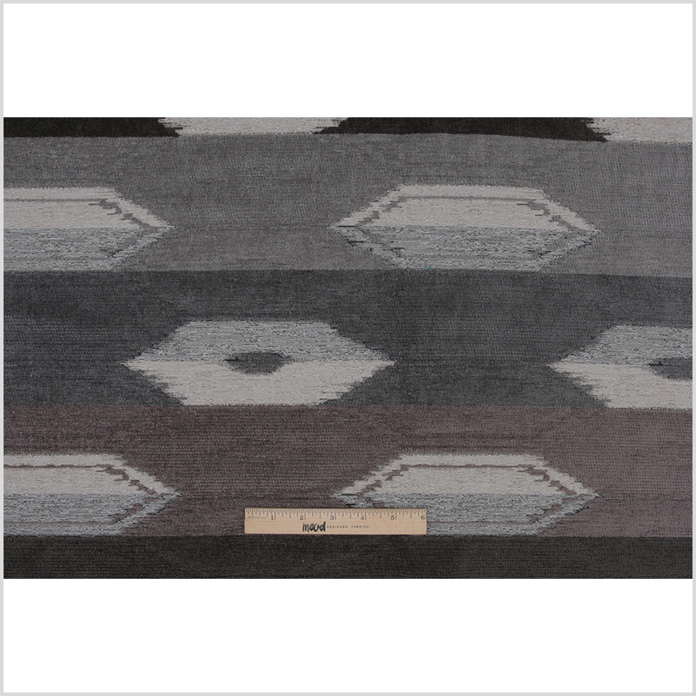 Smoke Geometric Cut Polyester Blended Velvet - Full