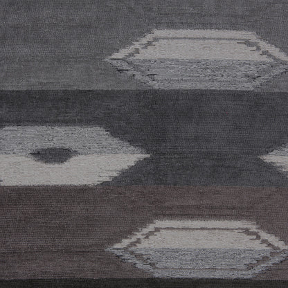 Smoke Geometric Cut Polyester Blended Velvet