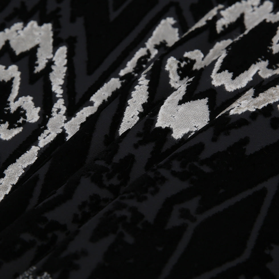 Jet Black Laser Cut Geometric Velvet - Folded