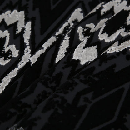 Jet Black Laser Cut Geometric Velvet - Folded