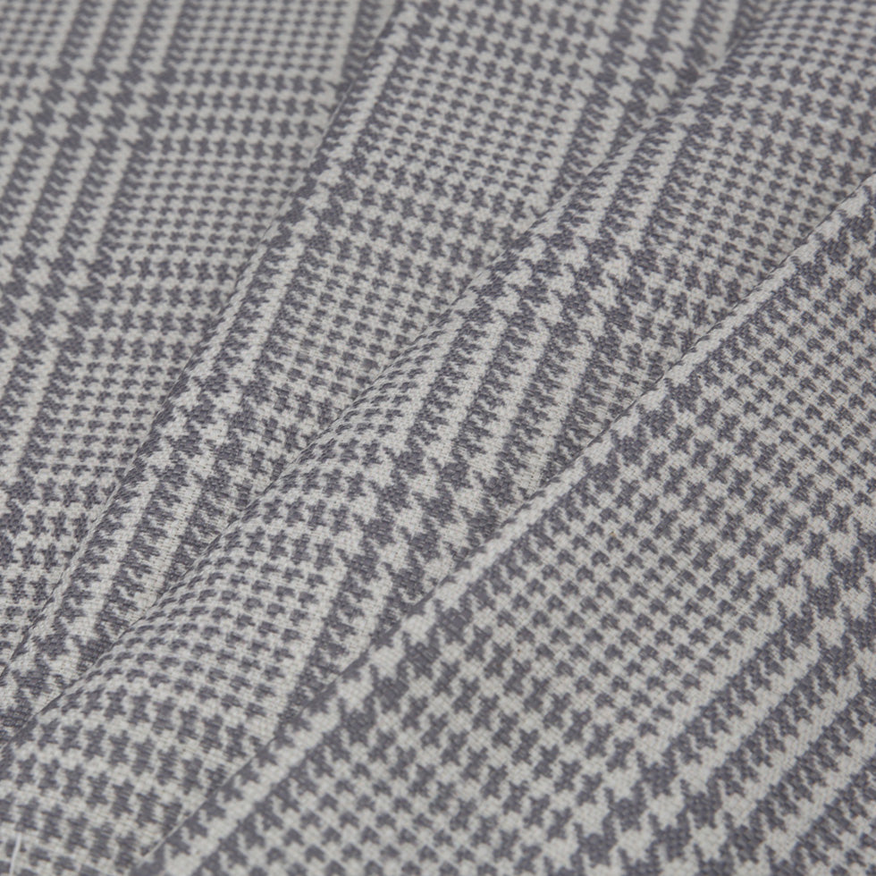 Spanish Heather Gray Houndstooth Poly-Cotton Woven - Folded