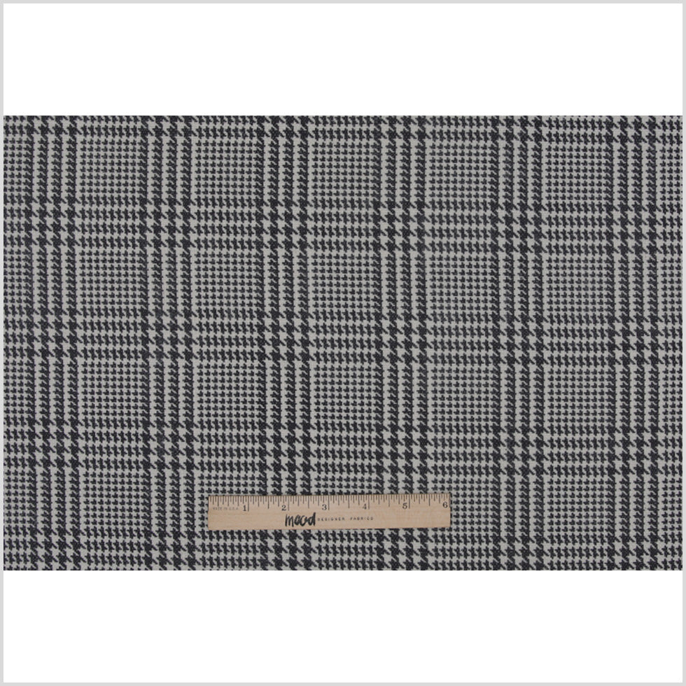 Spanish Charcoal Houndstooth Poly-Cotton Woven - Folded