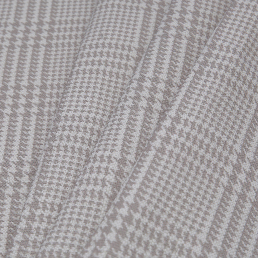 Spanish Beige Houndstooth Poly-Cotton Woven Folded