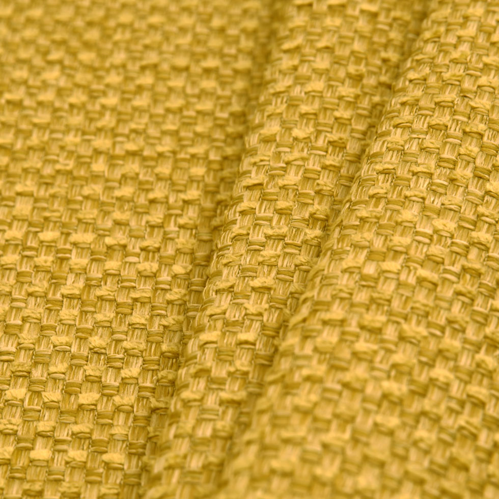 Citron Novelty Basketweave Upholstery Fabric - Folded