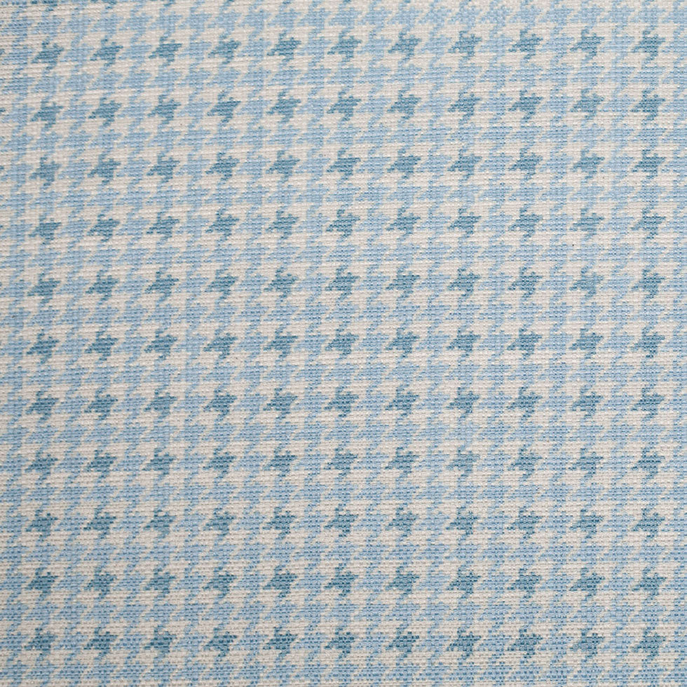 Spanish Baby Blue Houndstooth Poly-Cotton Woven
