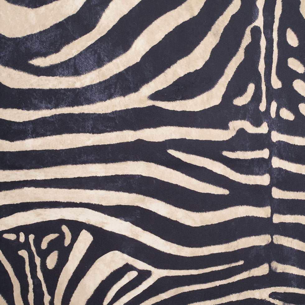 Black/Beige Zebra Printed Micro-Polyester and Cotton