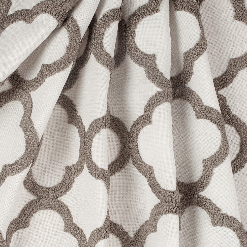 Shadow/White Classical Embroidered Linen-Like Polyester Folded