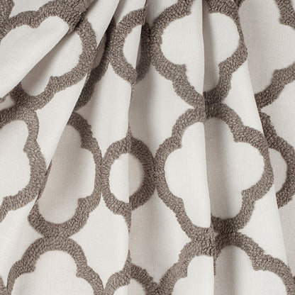 Shadow/White Classical Embroidered Linen-Like Polyester Folded