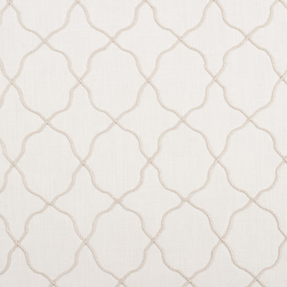 Ivory Moroccan Embroidered Linen-Like Poly Blend