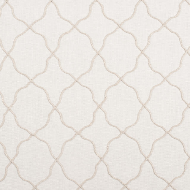 Ivory Moroccan Embroidered Linen-Like Poly Blend
