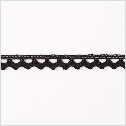 European Black Cotton Lace Trimming with Triangular Edge - 3/8"