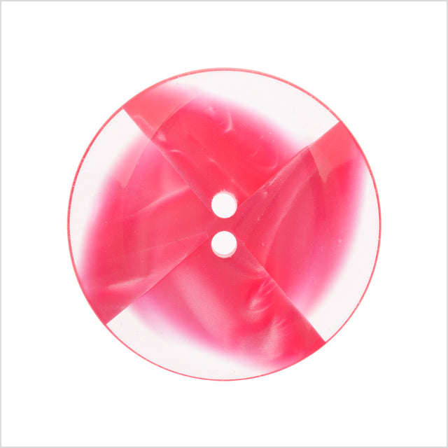 Plastic 2-Hole Button Made in Italy - 44L/28mm - Pink and Transparent Swirled Fan Blades