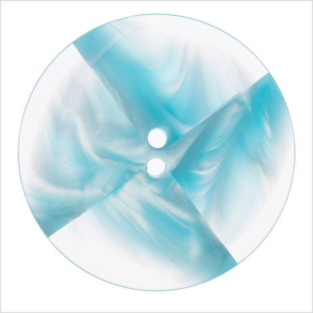 Italian Light Blue Abstract Semi-Clear 2-Hole Plastic Button - 54L/34mm