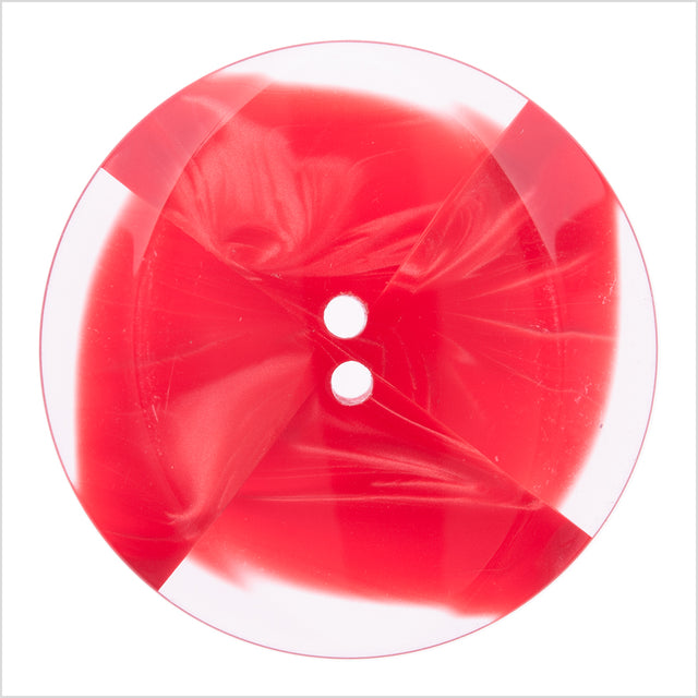 Italian Red Semi-Clear Plastic Button - 54L/34mm