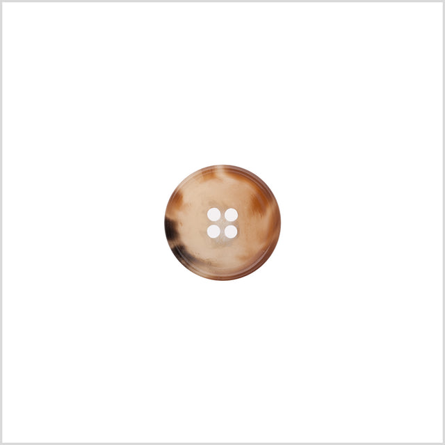 Italian Shiny Light Brown Rimmed 4-Hole Button - 24L/15mm