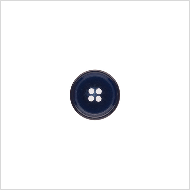 Italian Shiny Navy Rimmed 4-Hole Button - 24L/15mm