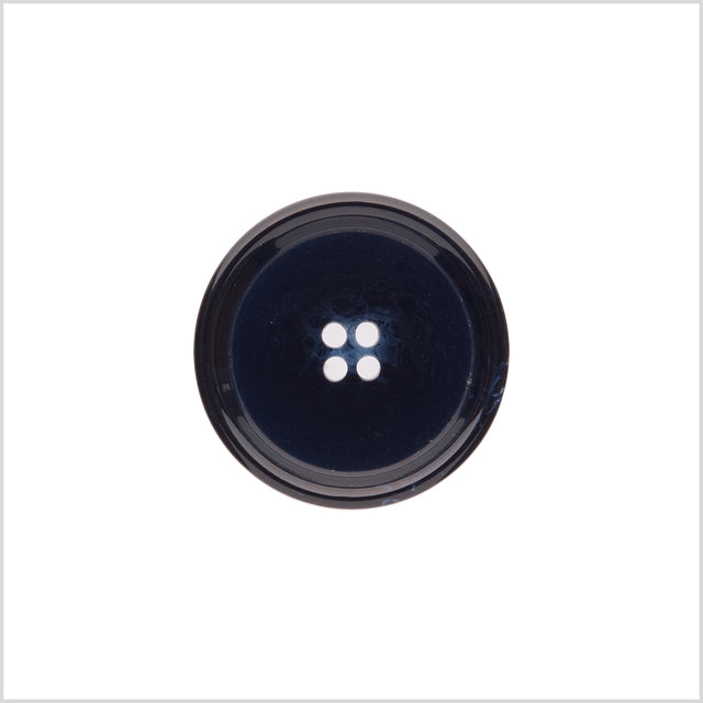 Italian Shiny Navy Rimmed 4-Hole Button - 40L/25.5mm