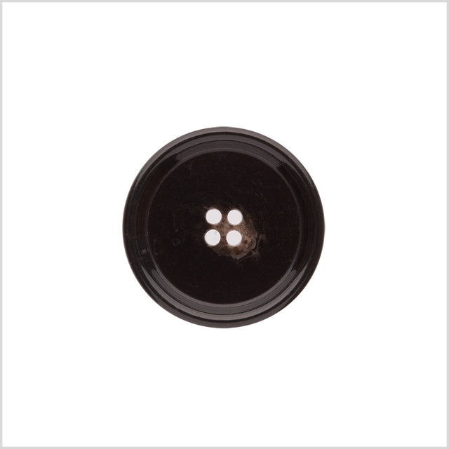 Italian Shiny Dark Brown Rimmed 4-Hole Button - 40L/25.5mm